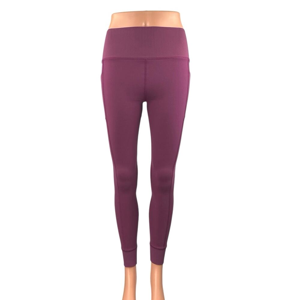 Spiritual Gangster Purple Ribbed Knit High Rise Athletic Leggings Pants Size S